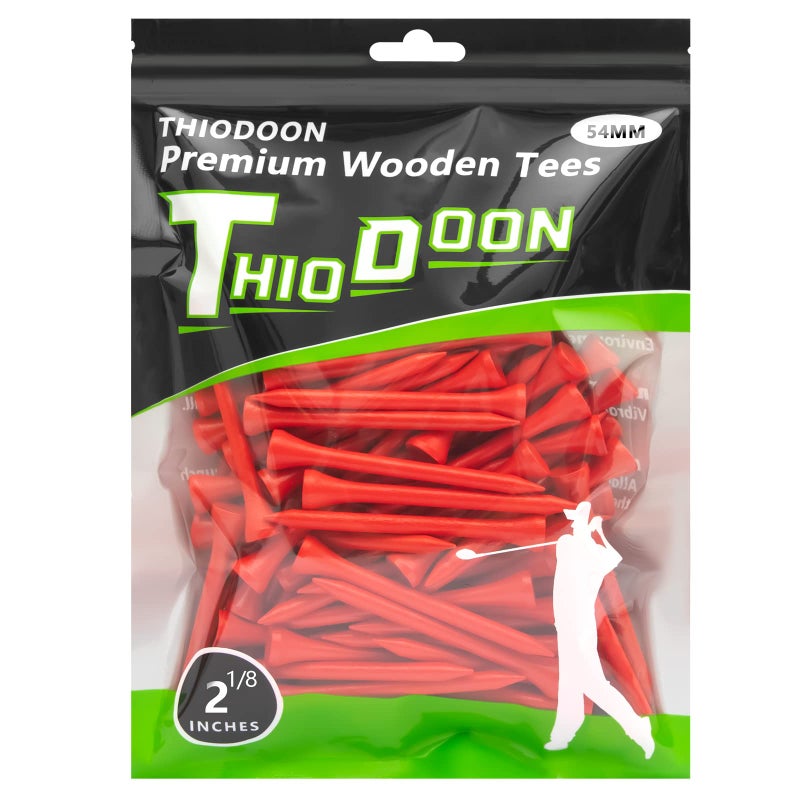 THIODOON Golf tees 2 1/8 inch Less Friction Wood Tees Training for Golfer Professional Natural Wood Golf tees Bulk 100 Count Golfing Tees - Image 1